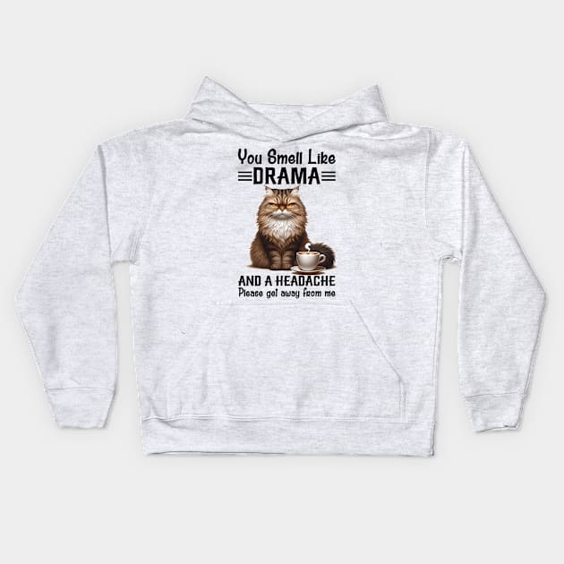 Cat You Smell Like Drama And A Headache Funny Kids Hoodie by Gadsengarland.Art